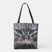 Phantastisch Blue Mit Augen Cat Face Tasche (Rückseite)