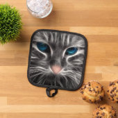 Phantastisch Blue Mit Augen Cat Face Topflappen (Oben Unten)