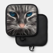 Phantastisch Blue Mit Augen Cat Face Topflappen (Vorderseite/Rückseite)