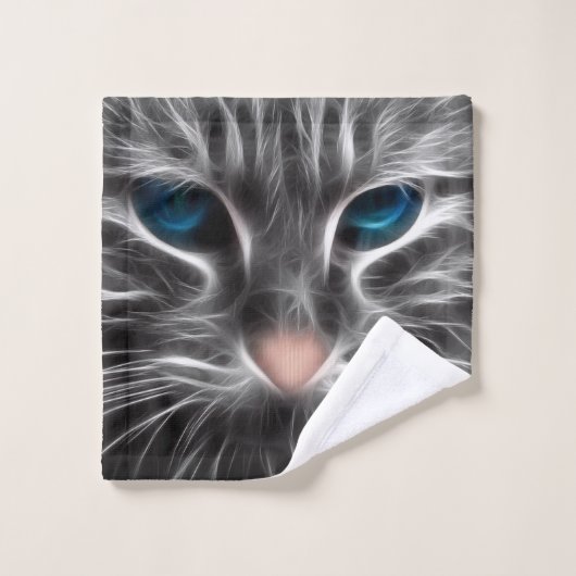 Phantastisch Blue Mit Augen Cat Face Waschlappen (Waschlappen)