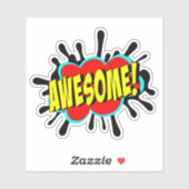 PHANTASTISCH Burst Pop Art Yellow on Red 4" Vinyl Aufkleber (Blatt)