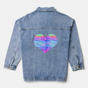 Phantastisch Chrome Metallic Neon Rainbow Heart Jeansjacke