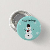 Phantastisch, Cool, Blue Christmas Snowman Button (Vorne & Hinten)