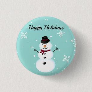Phantastisch, Cool, Blue Christmas Snowman Button
