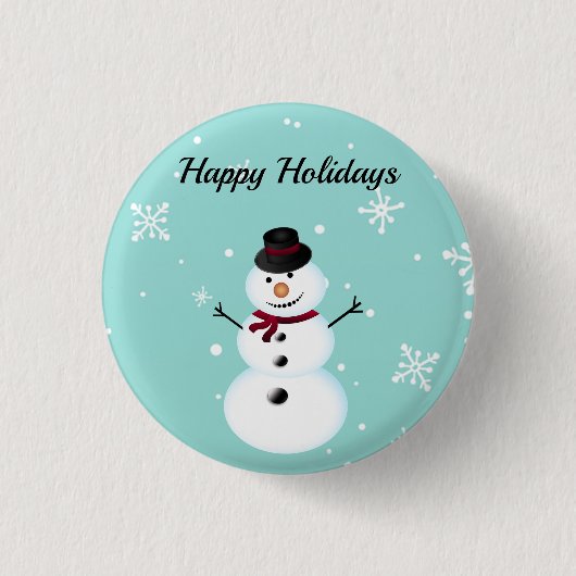 Phantastisch, Cool, Blue Christmas Snowman Button (Vorderseite)