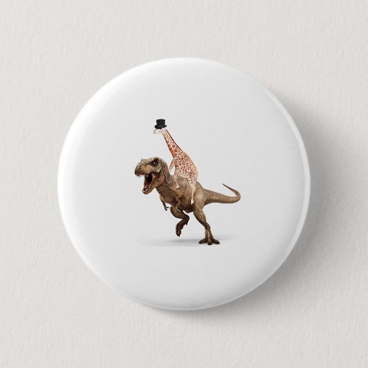 Phantastisch Crazy Giraffe Top Hat T-Rex - Mens_Wo Button (Vorderseite)
