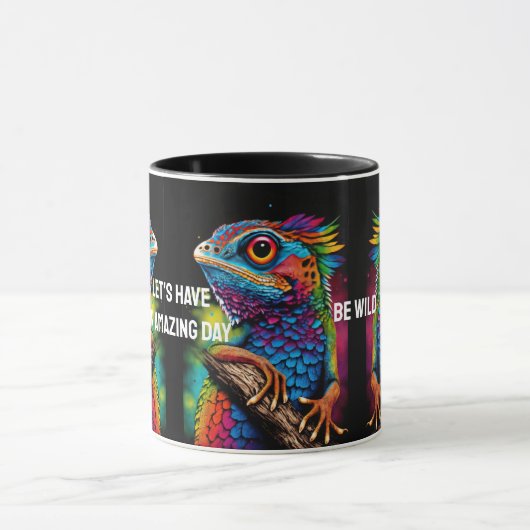 Phantastisch Day Be Wild Rainbow Lizard Gecko Tasse (Zentrum)