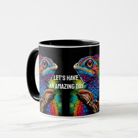Phantastisch Day Be Wild Rainbow Lizard Gecko Tasse (Vorderseite Links)