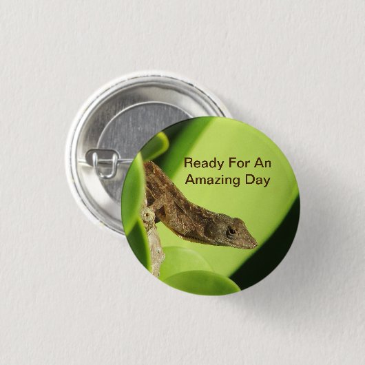 Phantastisch Day Tropical Brown Gecko Positive Button (Vorne & Hinten)