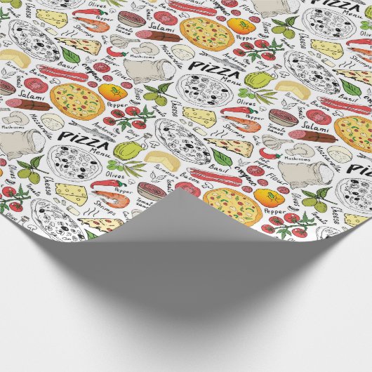 Phantastisch gefliestes Pizza-Party Geschenkpapier (Ecke)