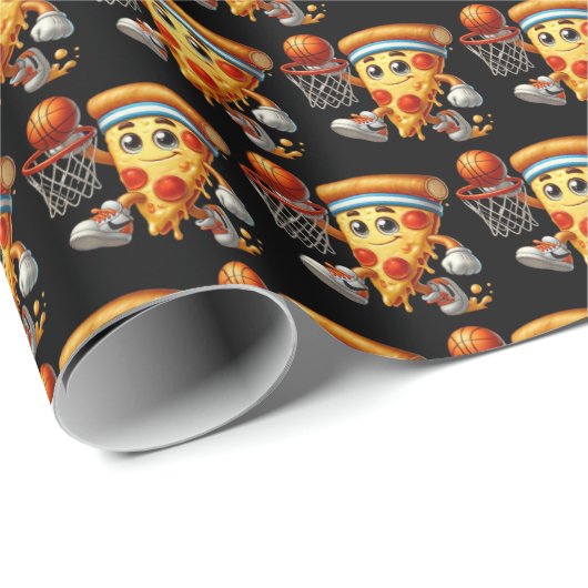 Phantastisch gekachelte Pizza Party Basketball Par Geschenkpapier (Rolleneckpunkt)