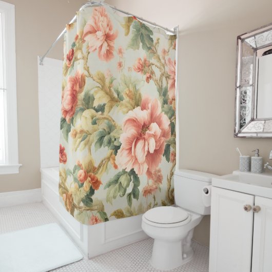 Phantastisch Gentle Exquisite Blume, Blätter. Male Duschvorhang (Beispiel)