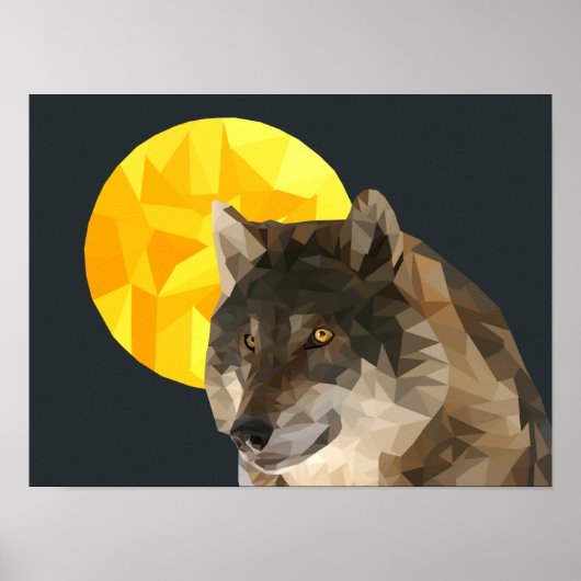 Phantastisch Geometrisches Vollmond-Wolf-Poster Poster (Vorne)