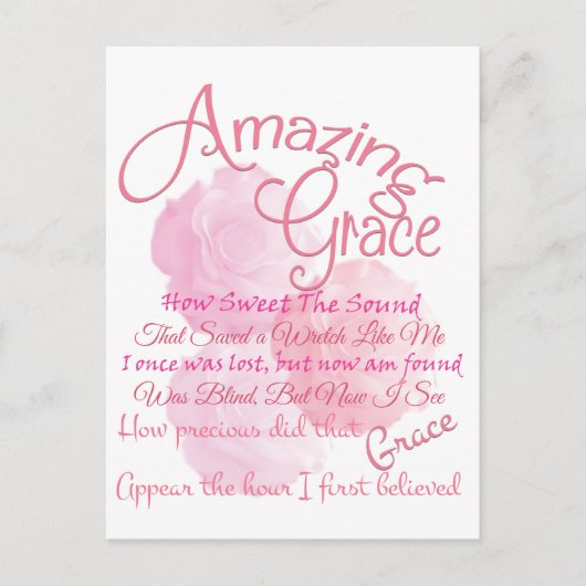 Phantastisch Grace Beautiful Pink Rose Typografie Postkarte (Vorderseite)