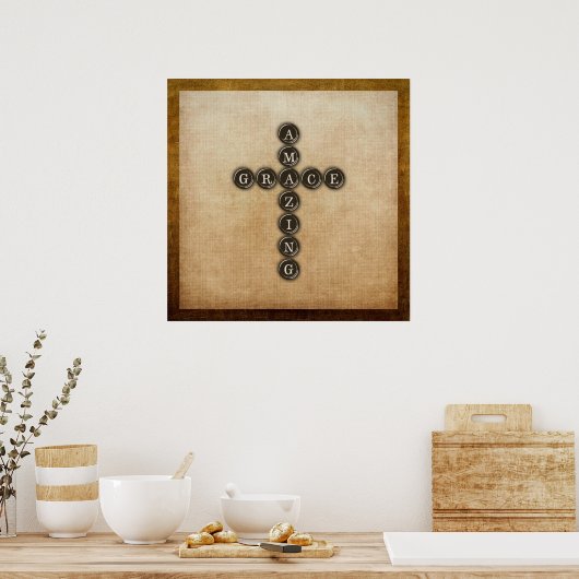 Phantastisch Grace Cross Wordart Poster (Küche)