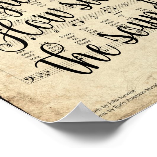 Phantastisch Grace Scripted Hymn Print Poster (Ecke)