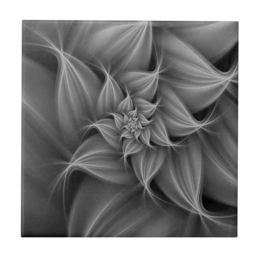 Phantastisch-Grau-Blume-Fraktal Fliese (Vorderseite)