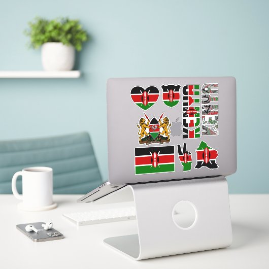 Phantastisch Kenya Shapes Staatssymbole Aufkleber (Laptop auf Schreibtisch)