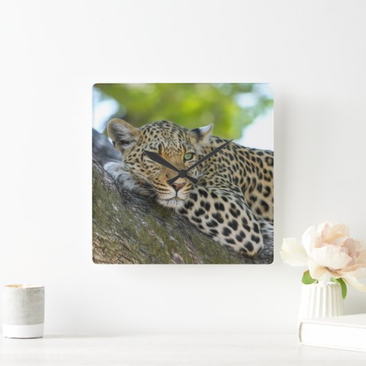 Phantastisch Leopard Quadratische Wanduhr (Zuhause)