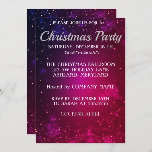 Phantastisch Lila Shine Weihnachten Einladung (Vorne/Hinten)