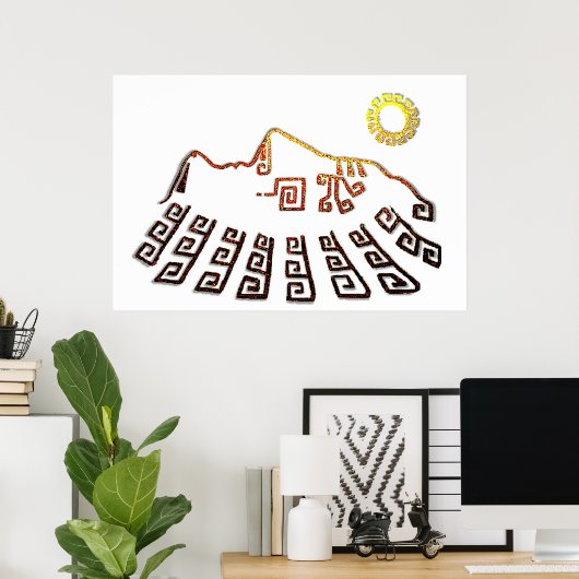 Phantastisch Machu_Picchu Cusco Peru Zeichnend Poster (Heimbüro)