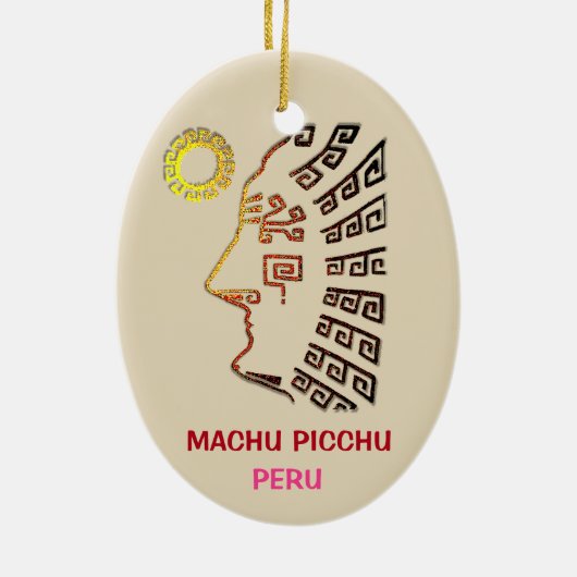 Phantastisch Machu Picchu Zeichnend Keramik Ornament (Hinten)