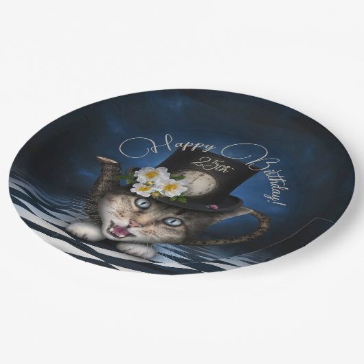 Phantastisch Mad Hatter Teapot Katze Whimsical Geb Pappteller (Schrägansicht)