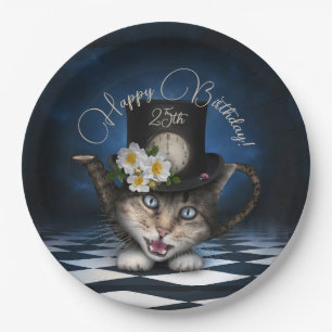 Phantastisch Mad Hatter Teapot Katze Whimsical Geb Pappteller
