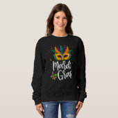 Phantastisch Mardi Gras Celebration Beads Maske Fe Sweatshirt (Vorne ganz)
