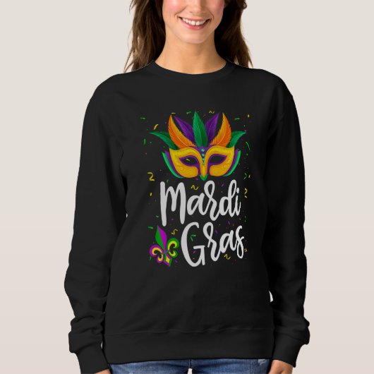 Phantastisch Mardi Gras Celebration Beads Maske Fe Sweatshirt (Vorderseite)