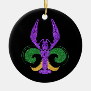 Phantastisch Mardi Gras Fleur Lis Crawfish New Orl Keramik Ornament