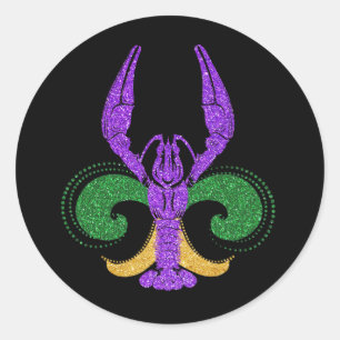 Phantastisch Mardi Gras Fleur Lis Crawfish New Orl Runder Aufkleber