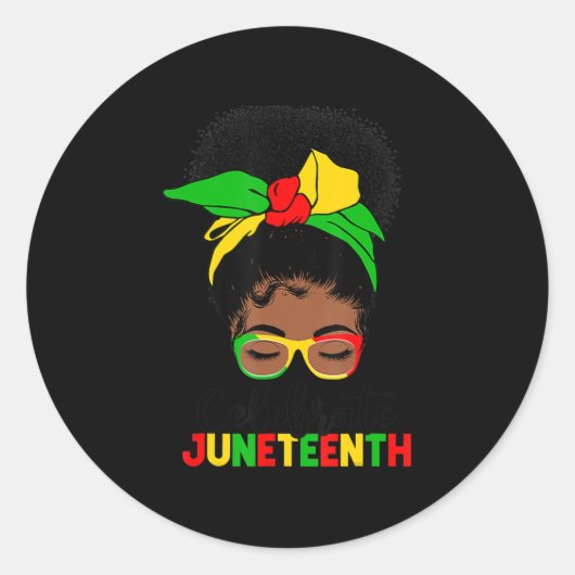Phantastisch Messy Bun Juneteenth Celebrate 1865 1 Runder Aufkleber (Vorderseite)