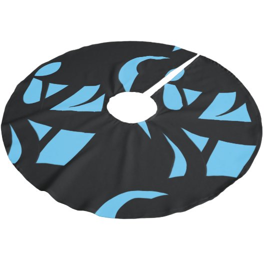 Phantastisch Moderne Kunst Blau / Schwarz Polyester Weihnachtsbaumdecke (Schrägansicht)
