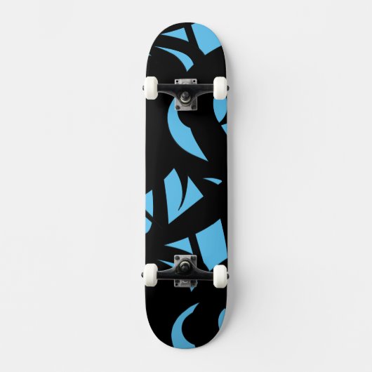 Phantastisch Moderne Kunst Blau / Schwarz Skateboard (Vorderseite)