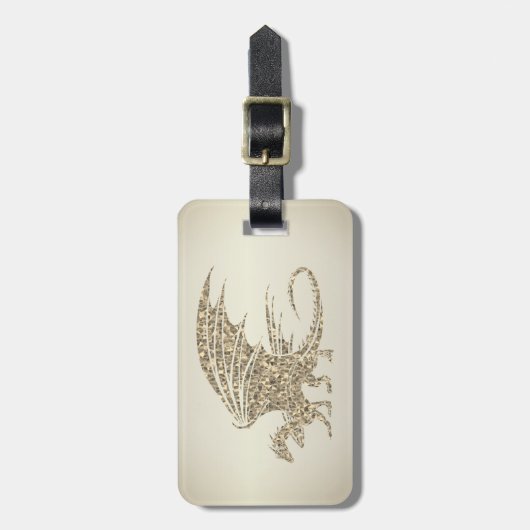 Phantastisch Mosaik Dragon Golden Gepäckanhänger (Vorderseite vertikal)