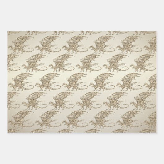 Phantastisch Mosaik Dragon Golden Geschenkpapier Set (Vorderseite 2)
