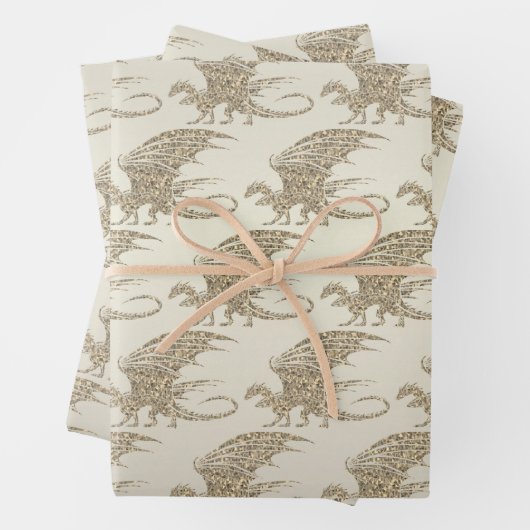 Phantastisch Mosaik Dragon Golden Geschenkpapier Set (Beispiel)