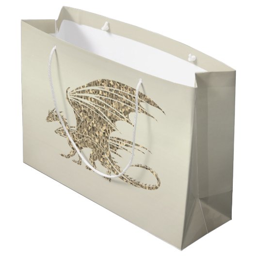Phantastisch Mosaik Dragon Golden Große Geschenktüte (Rückseite Schrägansicht)