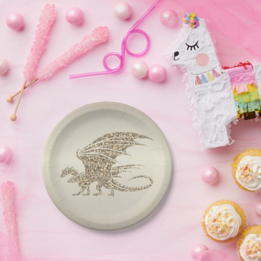 Phantastisch Mosaik Dragon Golden Pappteller (Party)