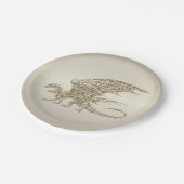 Phantastisch Mosaik Dragon Golden Pappteller (Schrägansicht)