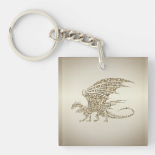 Phantastisch Mosaik Dragon Golden Schlüsselanhänger