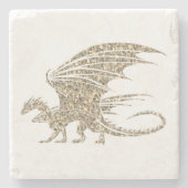 Phantastisch Mosaik Dragon Golden Steinuntersetzer (Vorderseite)