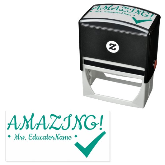 "PHANTASTISCH!" + Name des Erziehers Rubber-Briefm Permastempel (Beispiel)