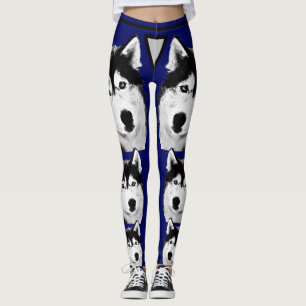 Phantastisch Navy Blue Siberian Husky Dog Leggings