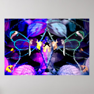 Phantastisch Neon Blue & Lilac Butterfliegen Poster