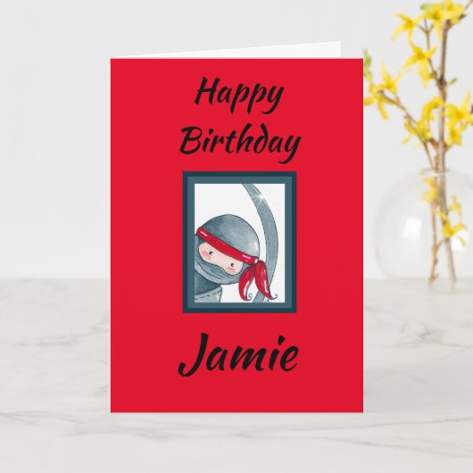 Phantastisch Niedlich Ninja Karte (Gelbe Blume)