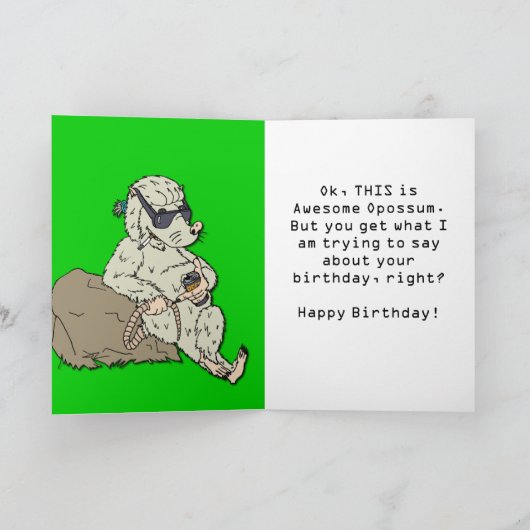 Phantastisch Opossum Geburtstag Karte (Innenseite)