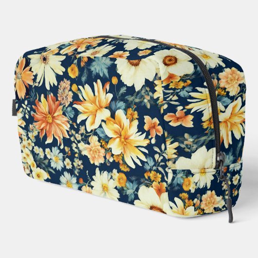 Phantastisch orangefarbene, zarte weiße Blume Waschbeutel (Rechte Ecke)