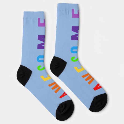 PHANTASTISCH POSTIVE FAPPING TEXT RAINBOW BLAU SOCKEN (Rechts)